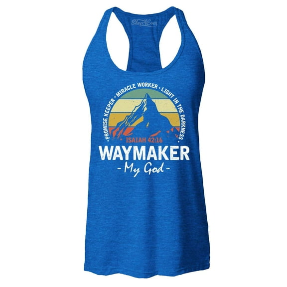 Shop4Ever Women's Waymaker My God Isaiah 42:16 Racerback Tank Top XX-Large Royal Blue