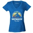 thumbnail image 1 of Shop4Ever Women's Waymaker My God Isaiah 42:16 Slim Fit V-Neck T-Shirt X-Large Heather Royal Blue, 1 of 5