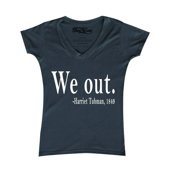 Shop4Ever Women's We Out. Harriet Tubman, 1849 Slim Fit V-Neck T-Shirt Large Charcoal