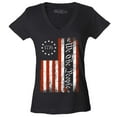 thumbnail image 1 of Shop4Ever Women's We The People American Flag Slim Fit V-Neck T-Shirt Large Black, 1 of 5