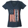 thumbnail image 1 of Shop4Ever Women's We The People American Flag Slim Fit V-Neck T-Shirt Large Charcoal, 1 of 5