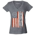 thumbnail image 1 of Shop4Ever Women's We The People American Flag Slim Fit V-Neck T-Shirt Large Heather Charcoal, 1 of 5