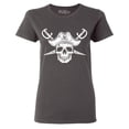 thumbnail image 1 of Shop4Ever Women's White Pirate Captain Skull with Scimitars Graphic T-Shirt Small Charcoal, 1 of 5