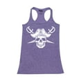 thumbnail image 1 of Shop4Ever Women's White Pirate Captain Skull with Scimitars Racerback Tank Top Large Purple, 1 of 5