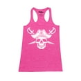 thumbnail image 1 of Shop4Ever Women's White Pirate Captain Skull with Scimitars Racerback Tank Top Medium Fuchsia, 1 of 5