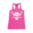 thumbnail image 1 of Shop4Ever Women's White Pirate Captain Skull with Scimitars Racerback Tank Top X-Large Fuchsia, 1 of 5