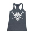 thumbnail image 1 of Shop4Ever Women's White Pirate Captain Skull with Scimitars Racerback Tank Top X-Small Charcoal, 1 of 5