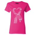 thumbnail image 1 of Shop4Ever Women's White Ribbon Heart Montage Cloud Breast Cancer Graphic T-Shirt Small Heliconia Pink, 1 of 5