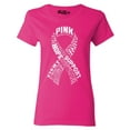 thumbnail image 1 of Shop4Ever Women's White Ribbon Montage Word Cloud Breast Cancer Graphic T-Shirt XXX-Large Heliconia Pink, 1 of 5