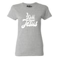 thumbnail image 1 of Shop4Ever Women's Y'all Need Jesus Graphic T-Shirt Medium Sports Grey, 1 of 5