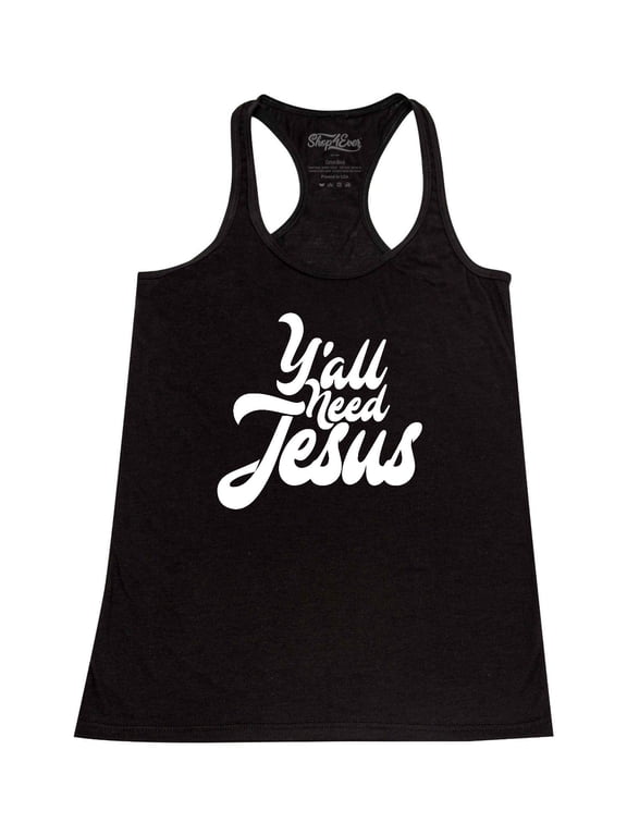Women's Y'all Need Jesus Racerback Tank Top X-Small Black
