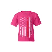 Shop4Ever Youth American Flag Red Line Patriotic 4th of July Graphic Youth T-Shirt
