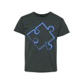 thumbnail image 1 of Shop4Ever Youth Blue Puzzle Piece Autism Awareness Graphic Youth T-Shirt X-Large Dark Heather, 1 of 3