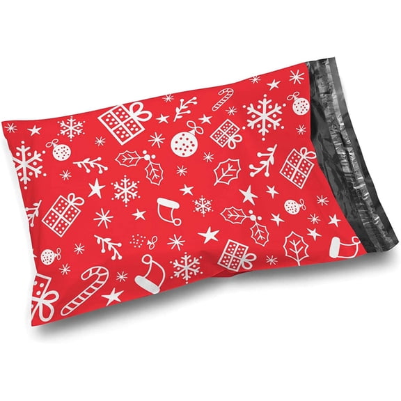 Shop4Mailers 10 x 13 Red Christmas Gift Cluster Ornaments Santa Hat Winter Holiday Poly Mailer Bags Waterproof Shipping Mailing Envelopes 2 Mil – Permanent Adhesive Seal (300 Pack, Xmas Gift)