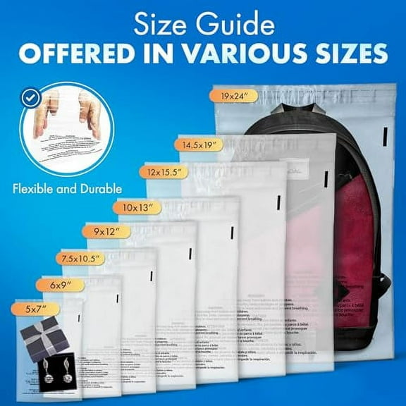Shop4Mailers 6 x 9 Clear Plastic Flat Poly Bags with Suffocation Warning Self Seal Adhesive 1.5 Mil for Business FBA Packaging, Jewelry, Clothes, Prints, Storage Resealable (4000