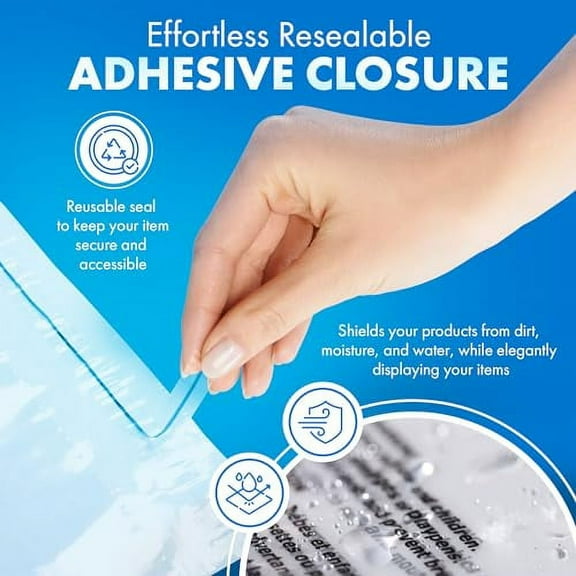 Shop4Mailers 7.5 x 10.5 Clear Plastic Flat Poly Bags with Suffocation Warning Self Seal Adhesive 1.5 Mil for Business FBA Packaging, Jewelry, Clothes, Prints, Storage Resealable (2000 Pack)