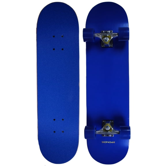 Shop4Omni Complete Full Size Maple Skateboard w Premium Wheels & Matching Grip Tape Blue