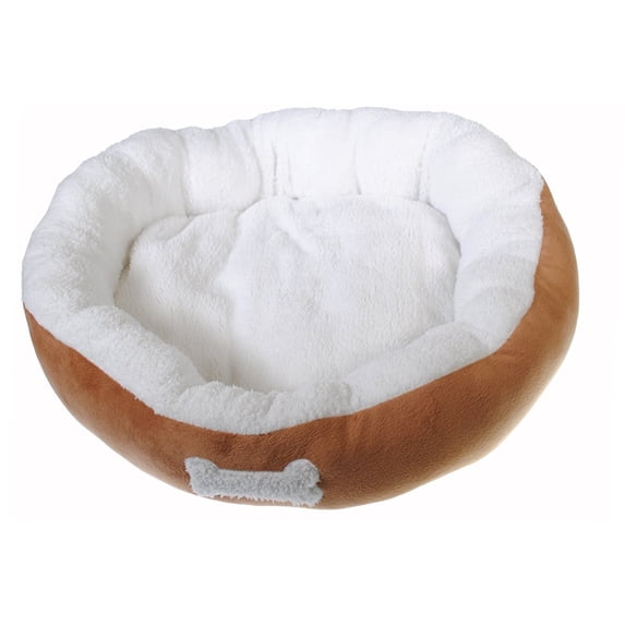 Shop4Omni Small - Luxury Nesting Cuddle Dog Pet Bed - Round - 10lb and Under Rich Brown