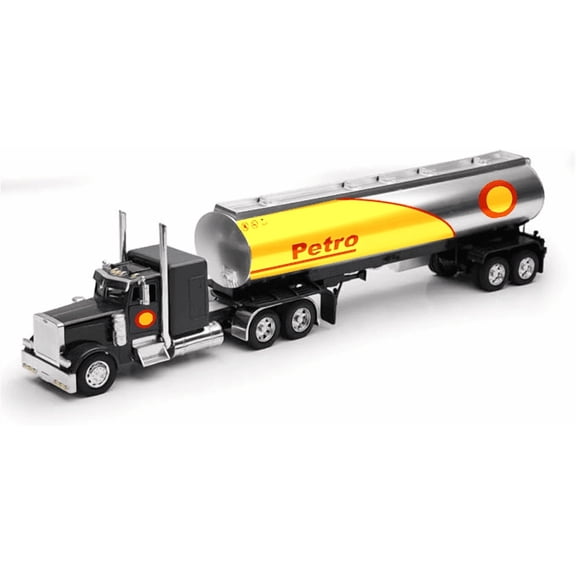 Shop72 1:32 Scale Peterbilt 379 Diecast Semi Truck Toy - 18 Wheeler Truck with Trailer - Oil Tanker Toy for Boys - Big Trailer - Diecast Oil Tanker - Gift for Truckers
