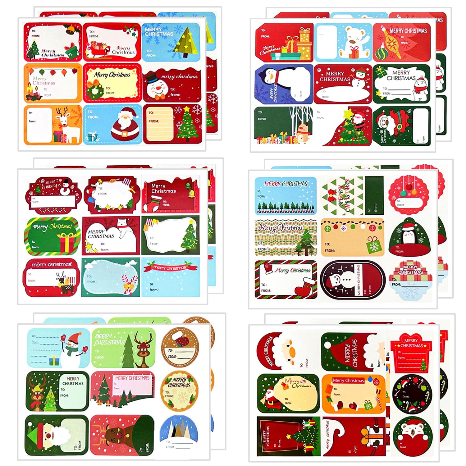 ShopEaseWaves Christmas Gift Sticker Labels, 108pcs/roll Colorful ...