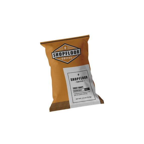 ShopFloor Coffee - First Shift- Medium Roast - 2.5 oz Frac Pack - 42 / Box