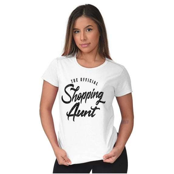 Shopaholic Aunt Cute Cool Fun Auntie Womens Slim Fit Graphic Tee Brisco Brands L