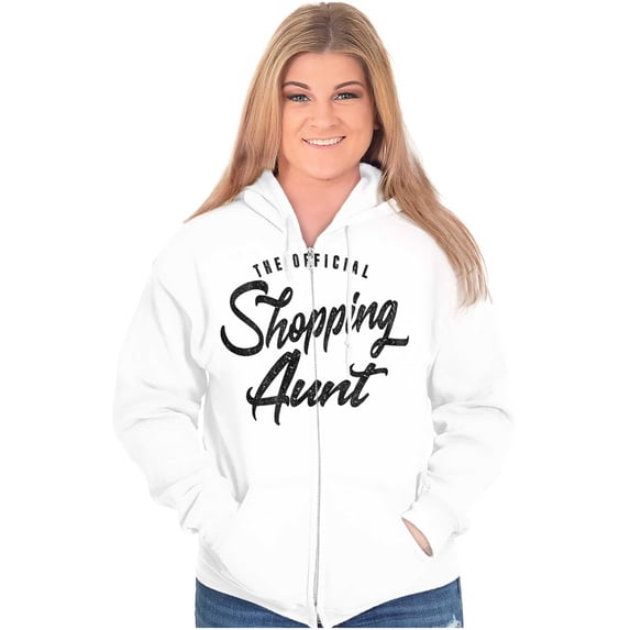 Shopaholic Aunt Cute Cool Fun Auntie Zip Hoodie Sweatshirt Women Brisco Brands S