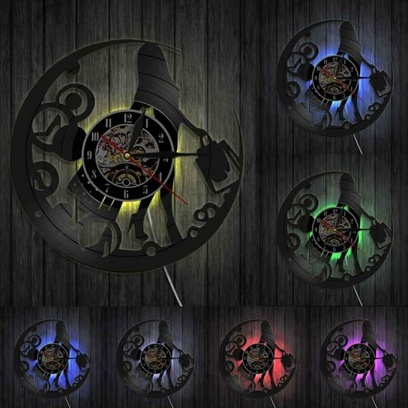 Shopaholic Fashion Lady Girly Wall Clock Shopping Woman Vinyl Record Wall Clock Beautician Girl Home Decor Modern Design Clock