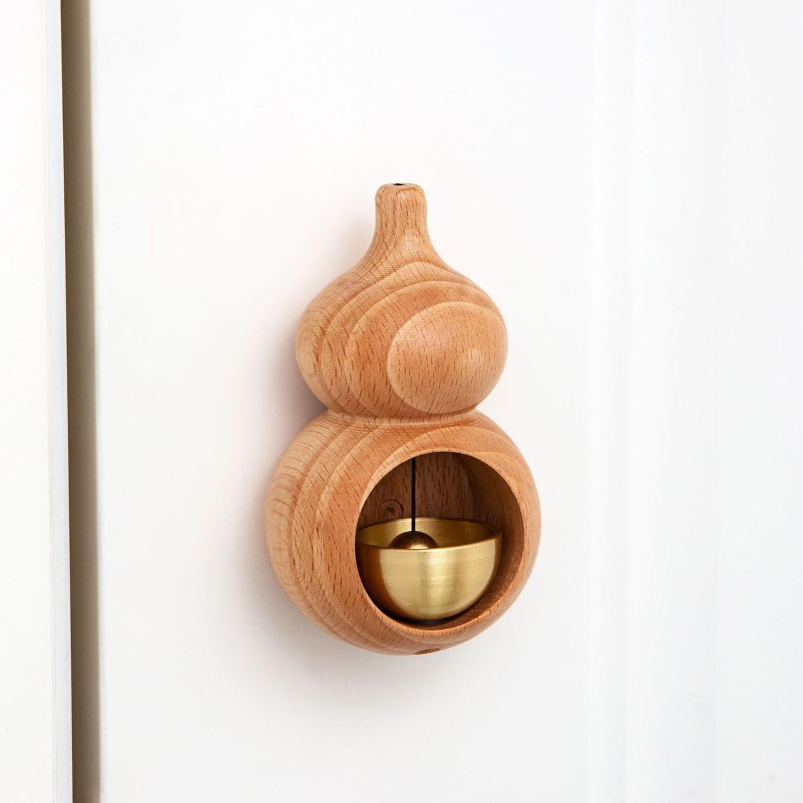 Shopkeepers Bell Lucky Gourd Creative Wooden Door Chime for Home Wardrobe Wall Brown