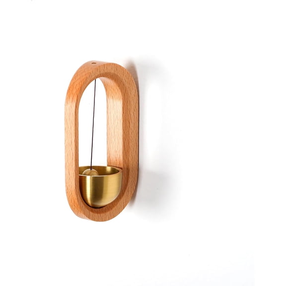 Shopkeepers Bell - Magnetic Attached Doorbell for Door Opening - Unique Office Ornament and Hanging Decoration for Business Entrance, Frid Sticker and Barn Door (Side-Fixing-Beechwood)