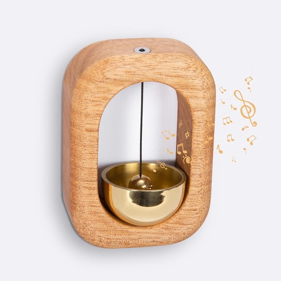 Shopkeepers Bell - Magnetic Attached Doorbell for Door Opening - Unique Office Ornament and Hanging Decoration for Business Entrance, Fridge Sticker and Barn Door (Golden Teak)