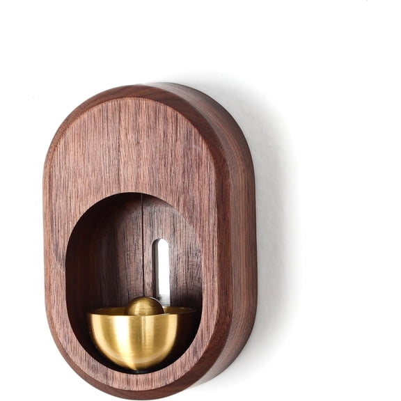 Shopkeepers Bell - Magnetic Attached Doorbell for Door Opening - Unique Office Ornament and Hanging Decoration for Business Entrance, Fridge Sticker and Barn Door (Golden Teak)