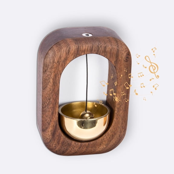 Shopkeepers Bell - Magnetic Attached Doorbell for Door Opening - Unique Office Ornament and Hanging Decoration for Business Entrance, Fridge Sticker and Barn Door (Golden Teak)