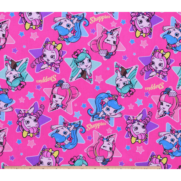 Shopkins 65973 Shoppies Heart Toss 100% Cotton Fabric By The Yard