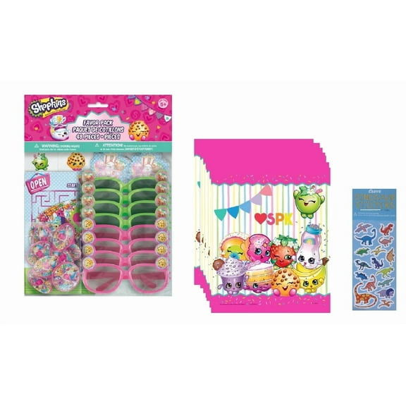 Shopkins Birthday Party Supplies Favor Bundle Pack includes 48 Piece Party Favor Pack and 8 Party Favor Loot Bags