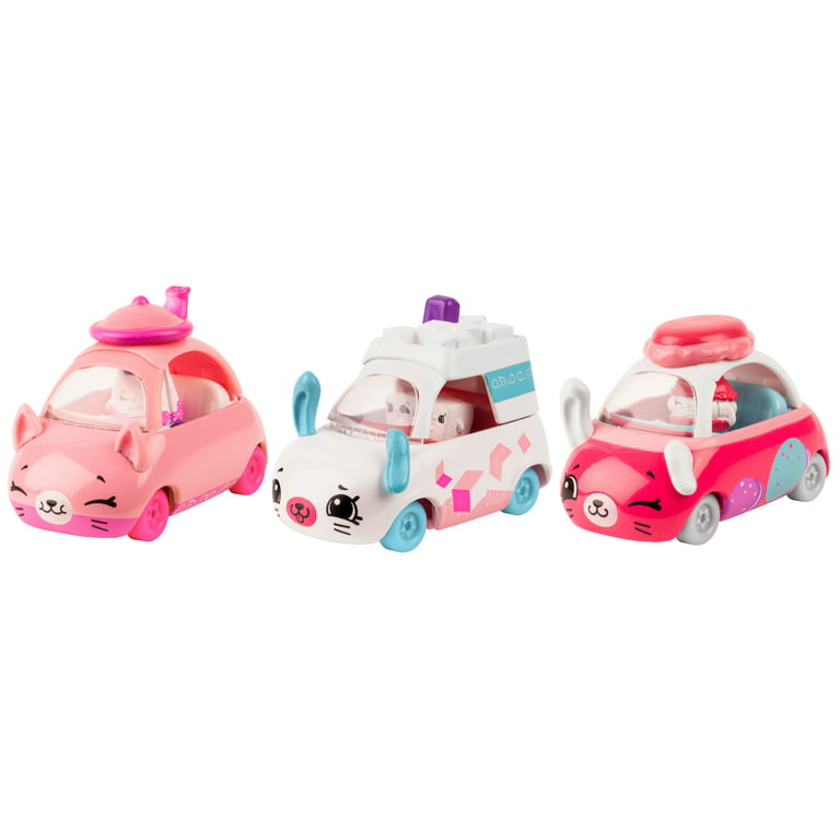 Shopkins Cutie Cars Set Of 3 Peely Apple, Kiwi & Strawberry & Exclusive  Figures