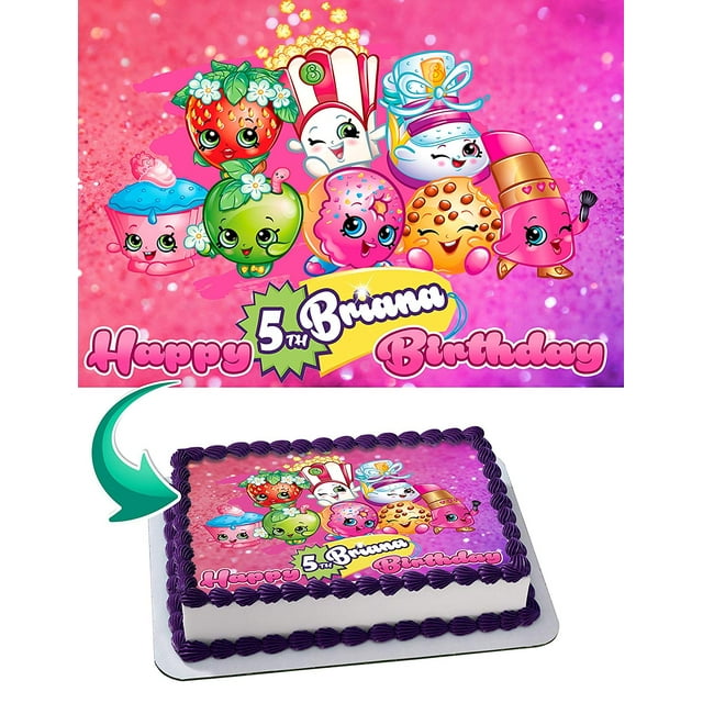 Shopkins Edible Cake Image Topper Personalized Birthday Party 1/4 Sheet ...
