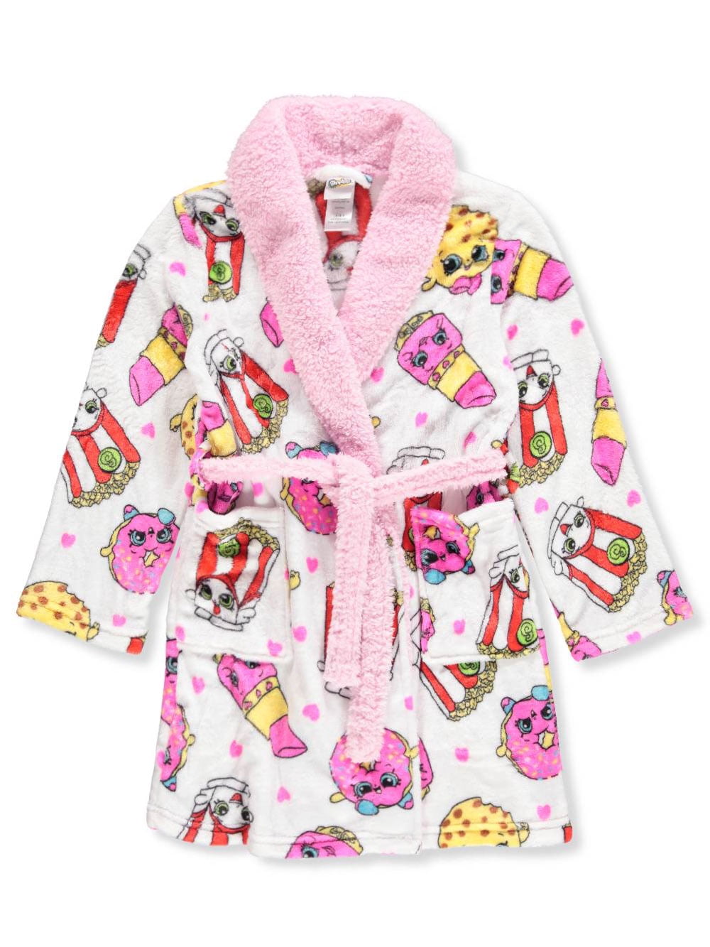 Shopkins Girls' Plush Robe white/pink, 12