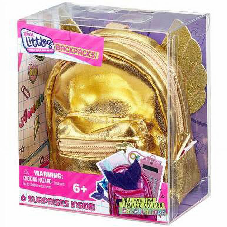Shopkins Gold with Angel Wings Real Littles Backpack with 6 Surprises