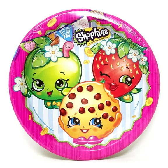 Shopkins Kooky Cookie Strawberry Kiss & Apple Blossom Large 8-5/8" Party Plates - Pack of 8