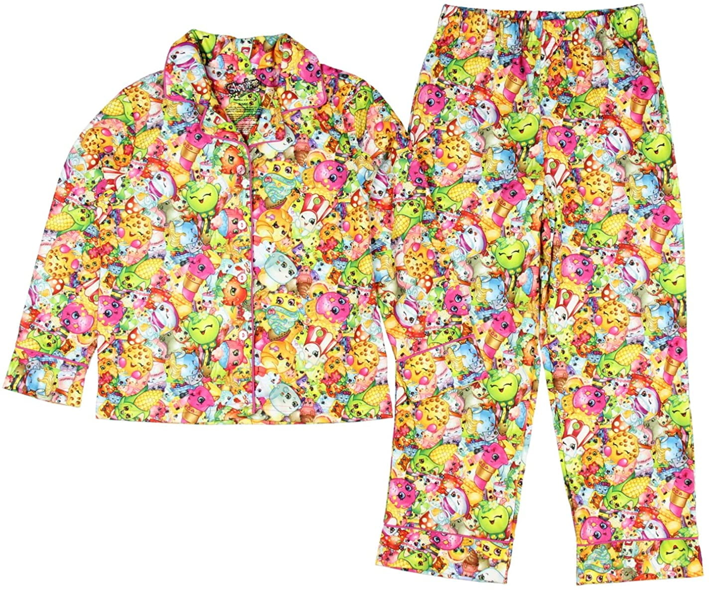 Shopkins Little Girls' Allover Pattern Button Top Pajamas Set
