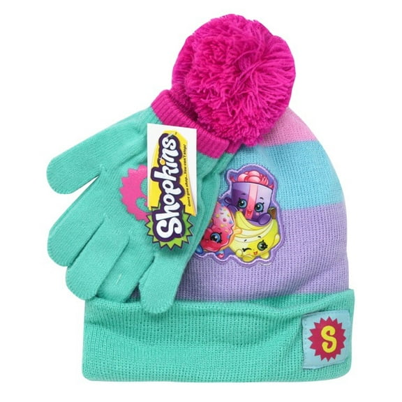 Shopkins Multi-Color Winter Hat & Glove Cold Weather Set, Age 4-7