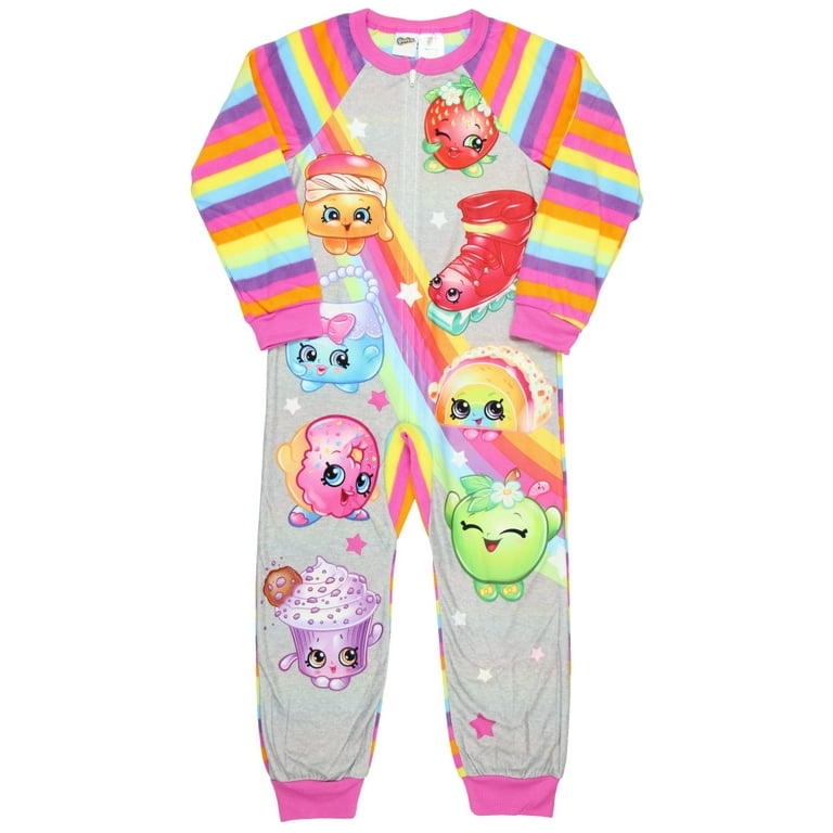 Shopkins Pajamas Union Suit for Girls Rainbow Costume Blanket Sleeper Pjs Walmart
