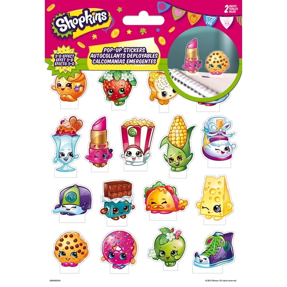 Shopkins Pop Up Stickers - 2 Sheet