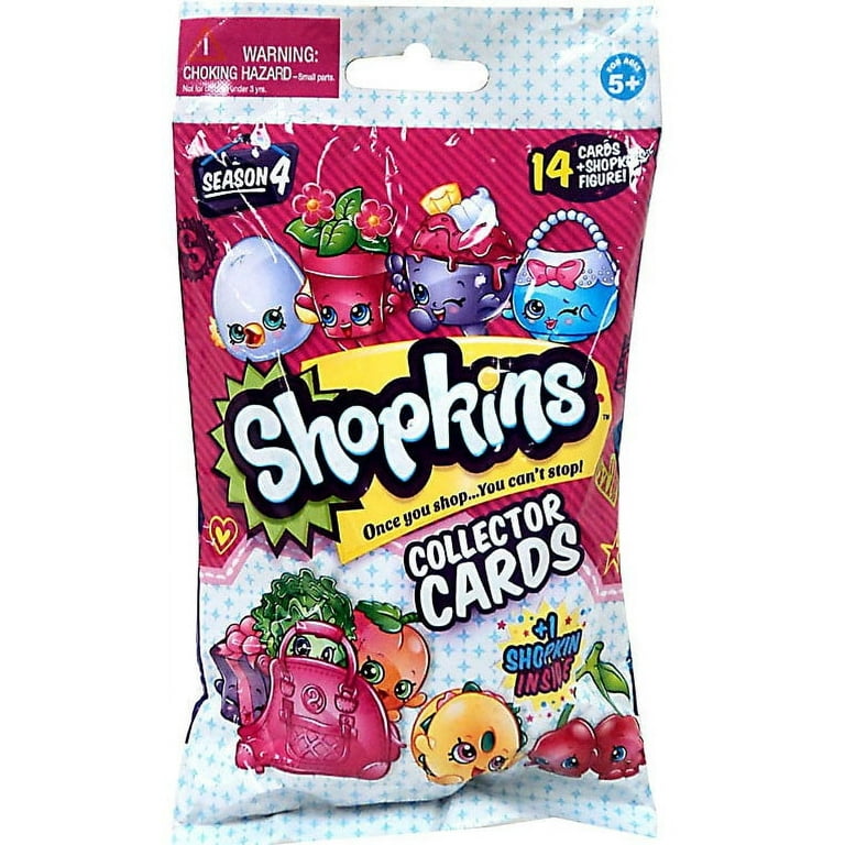 Shopkins Collectors Cards 14 Collectors Cards with BONUS Shopkin in a Bag  Character - Season 4 - Walmart.com