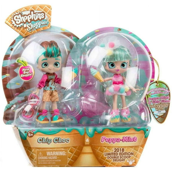 Shopkins Shoppies Peppa Mint & Chip Choc Double Scoop Delight Doll 2-Pack