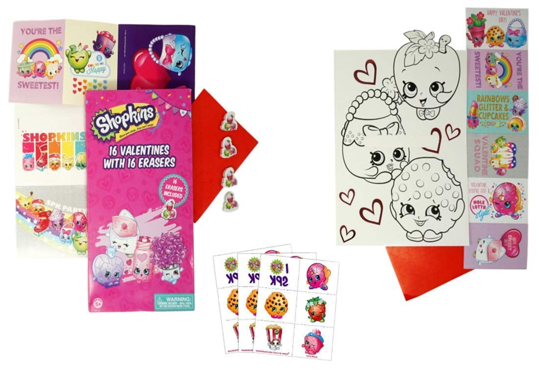 Shopkins Valentine Cards Stationery Set with DIY Mailbox, Assorted ...