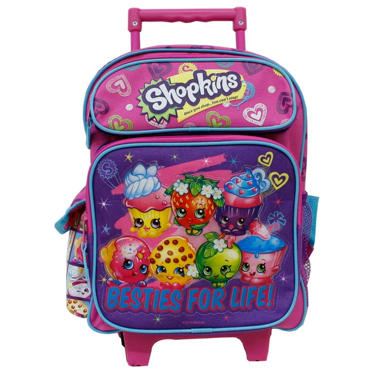 Shopkins pink All over print Besties For Life 12 rolling Backpack Delish Dounts Apple Blossums Walmart