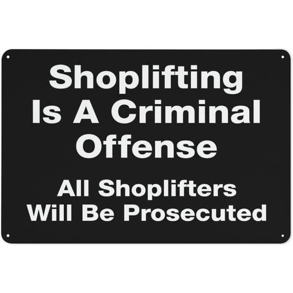 Shoplifters Will Be Prosecuted Reflective Aluminum Metal Signage - 8"x12", With Symbol, Weatherproof - Store, Retail Shop, Mall, Supermarket