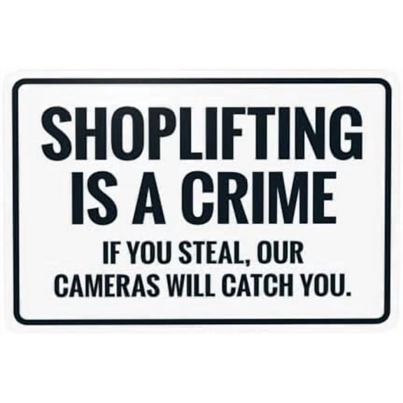 Shoplifting Is A Crime Cameras Will Catch You Warning Sign, Store Security Metal Plaque For Business Yard Garage, Retail Sign, 8x12 Inch